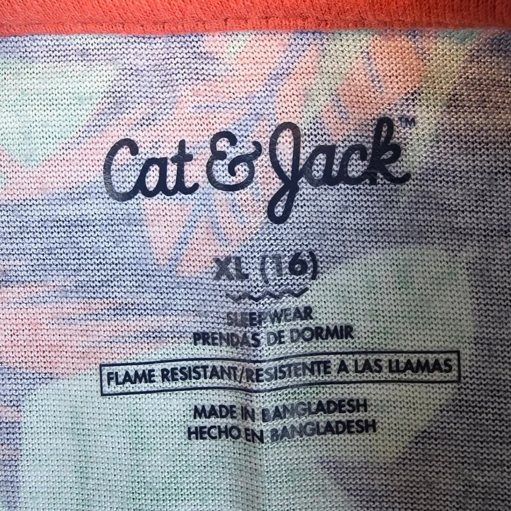 Cat & Jack Boys XL 16 Tropical Leaf Palm Tree Sleep Tank Top Navy Teal Coral